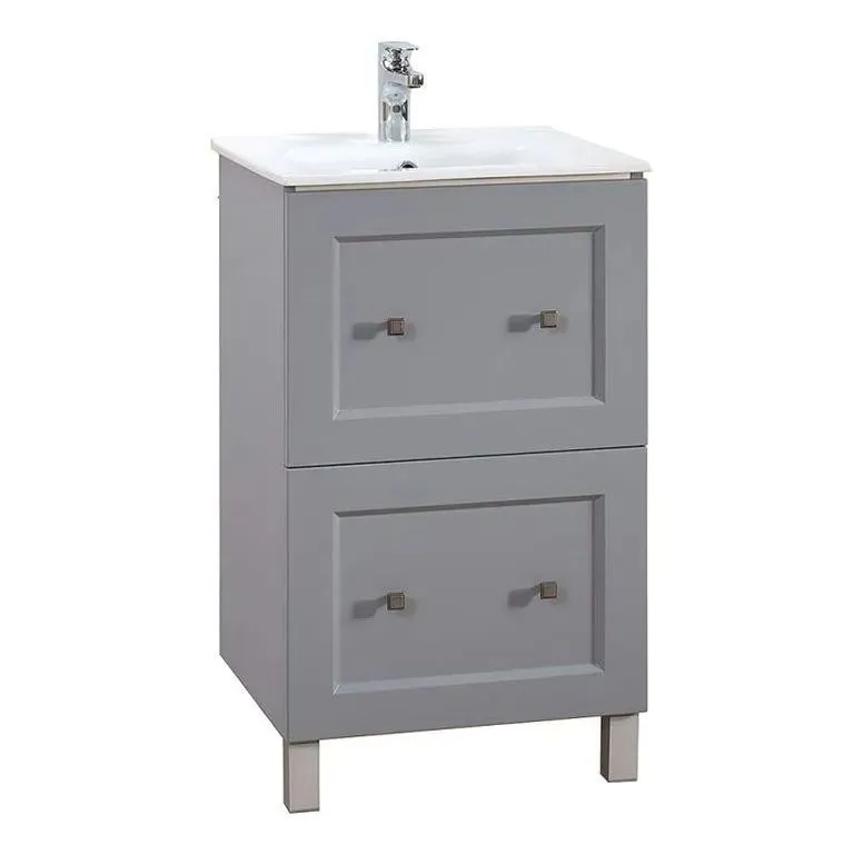 Тумба Болонья Н 50-02 железный серый мат.(30)с Умывальником встраиваемый керамич.Женева 50 белый 