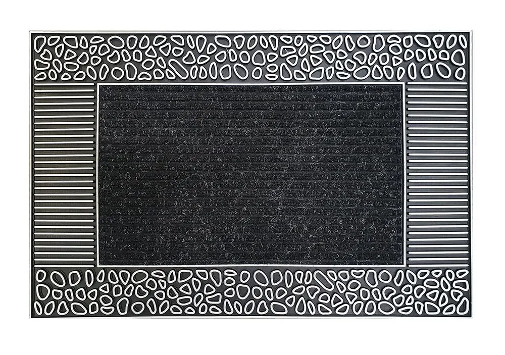 Коврик EHOME 0341  0,45 х 0,70  Чёрный с  резиновой каймой ромбы