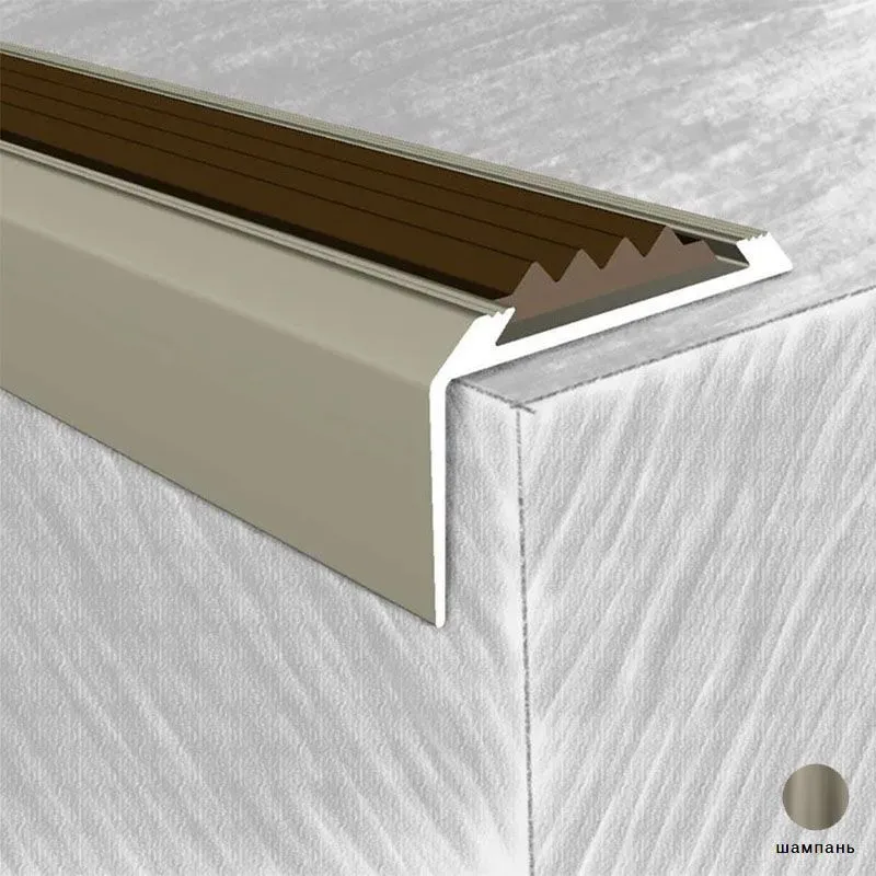 Порог алюм.  на ступени с резиновой вставкой  973-06Т 42х22мм 1,8 м шампань