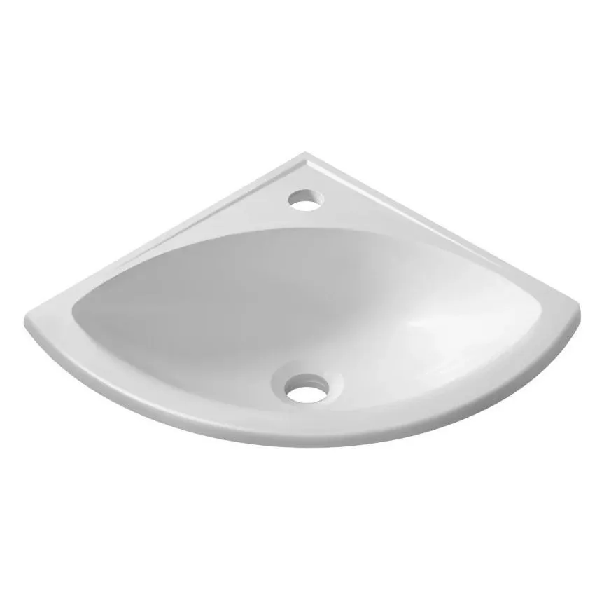 Тумба угловая Микро НУ 38 Белый глянцевый (1)с Умывальником угловой Микро МУ 38 Белый  (1) 