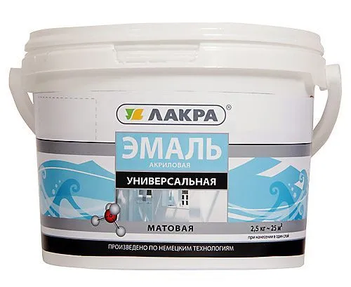 Эмаль акрил. универсальная,бел.мат.2,5 кг, Лакра