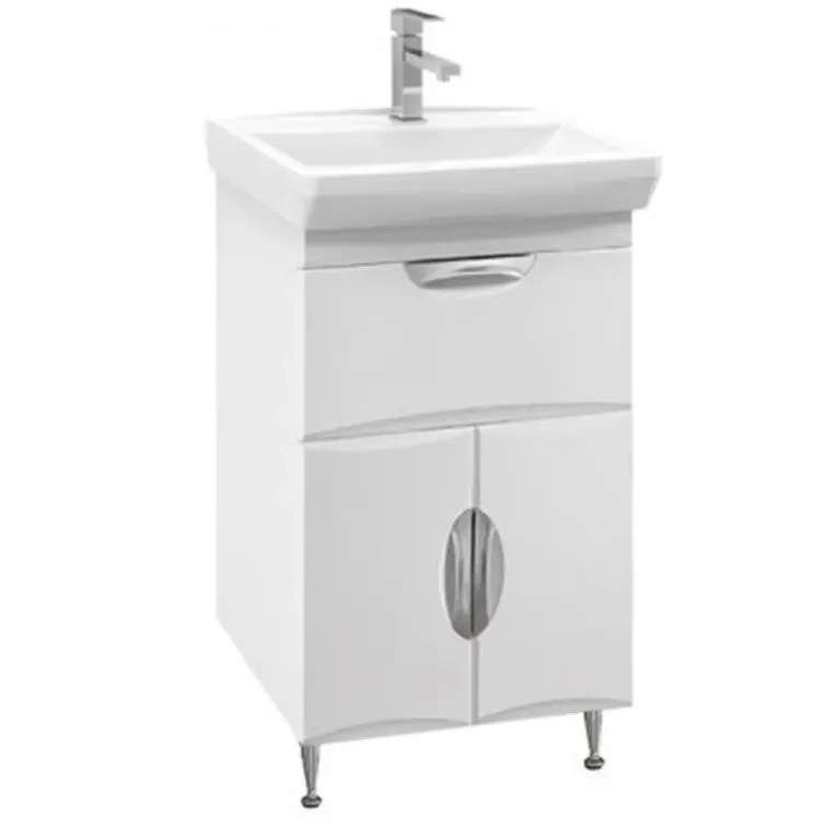 Тумба Венеция-Милан Н 65-01 Белый глянцев.(1) с Умывальником  Милан 65 с/о белый мебельный керамич.