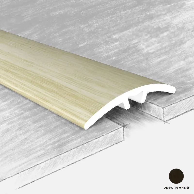 Порог алюм. 70-310К 30мм орех темн. 0,9м   с потайным креплением