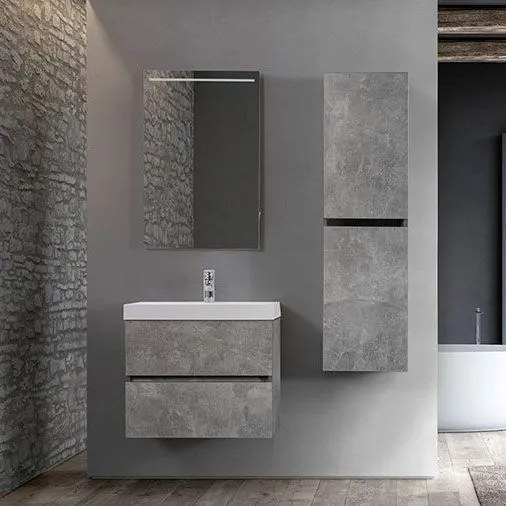 Тумба  Париж НП 90-02 Бетон Чикаго светло-серый (31)с Умывальником Париж ПА 900  Белый (1)