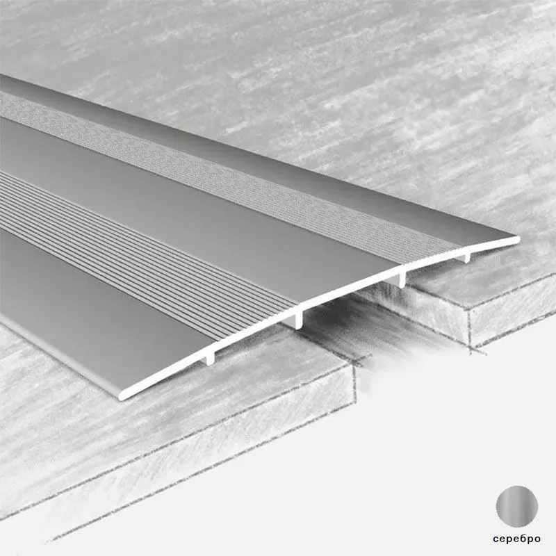 Порог алюм. 80-01К  80мм  0,9 м серебро   с открытым  креплением