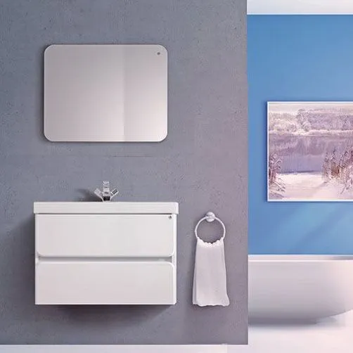 Тумба  Париж НП 80-02 Подвесная Белый глянцев.(1)с Умывальником Париж ПА 800  Белый (1)