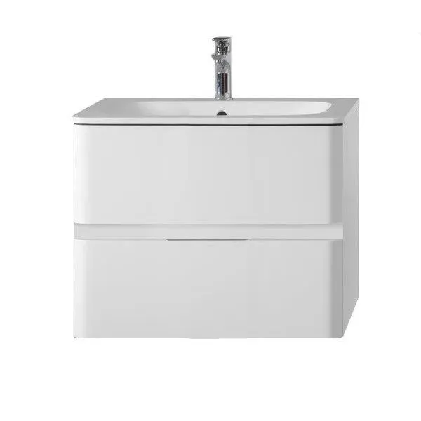 Тумба Терра-Бергамо НП 60-02 Подвесная Белый глянец (1)с Умывальником встраив. керамич.БергамоN 60