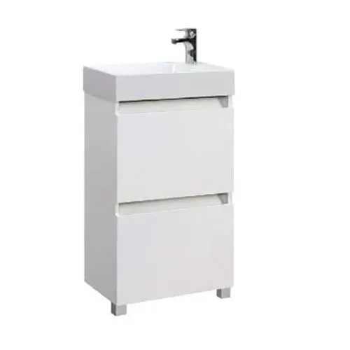 Тумба Темпо Н(На ножках) 50-01 Белый глянцевый (1)с Умывальником  Темпо Т-500 Белый Левый 