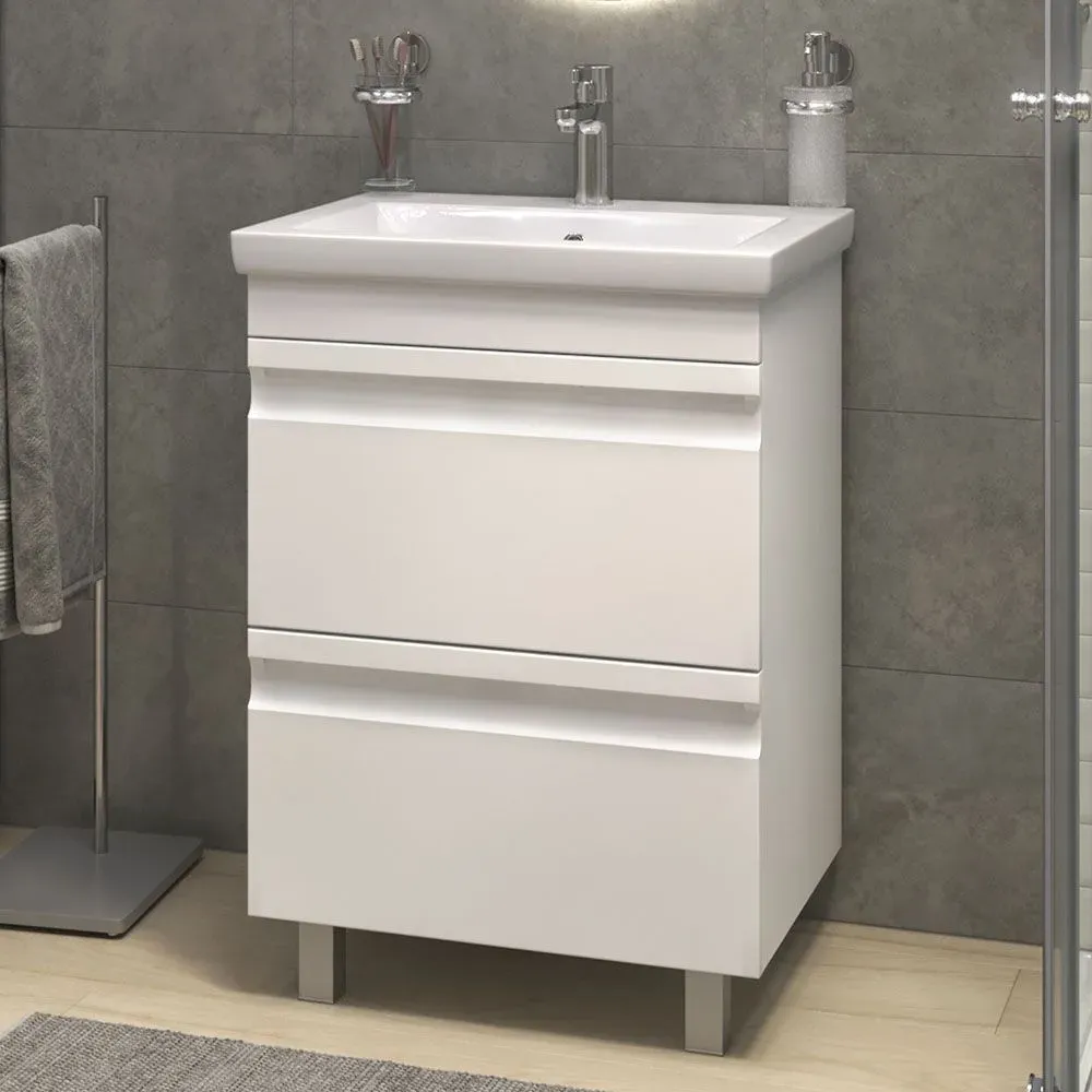 Тумба под раковину  Holly  600-0-2 с Раковиной COMO 60 Cersanit белая 