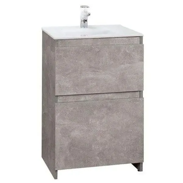 Тумба Сидней-Женева Н 60-02 Бетон Чикаго светло-серый (31)с Умывальником Женева N 60 встраиваем