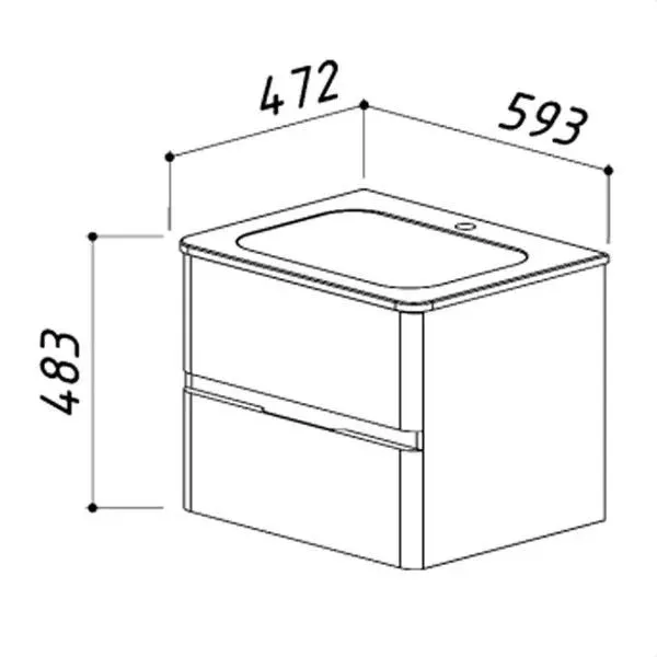 Тумба Терра-Бергамо НП 60-02 Подвесная Белый глянец (1)с Умывальником встраив. керамич.БергамоN 60
