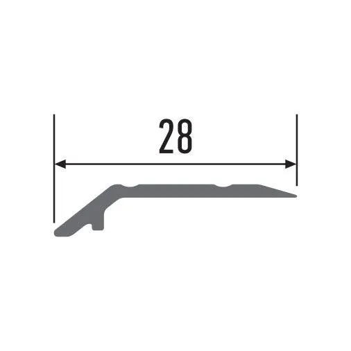 Порог алюм. 84-02К 28мм золото 0,9м  с отрытым креплением с перепадом