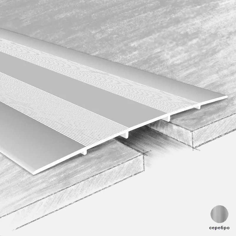 Порог алюм. 10-01К 100мм  0,9 м серебро   с открытым  креплением
