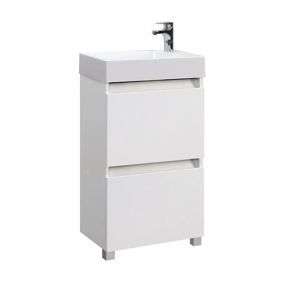 Тумба Темпо Н (На ножках) 50-01Белый глянцевый (1)c Умывальником  Темпо Т-500-01 Белый Правый 