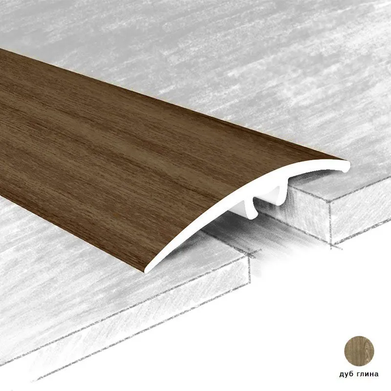 Порог алюм. 72-717К   41мм 0,9м дуб глина  с потай.креплением с перепадом