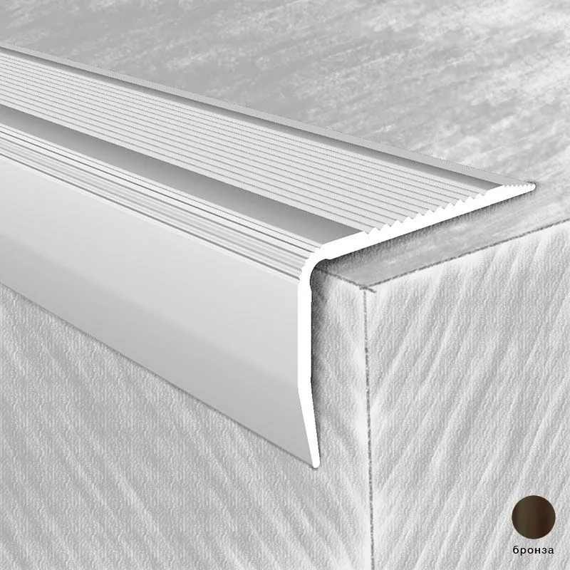 Профиль алюминиевый на ступени 664 -03К СК  40ммх25мм 0,9м бронза