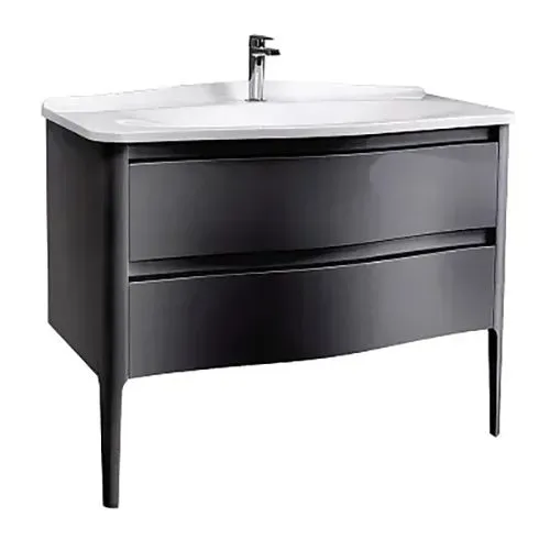 Тумба Анжело Н110-02 Черный глянцевай (16)c Умывальником Анжело Ан-1100 Белый