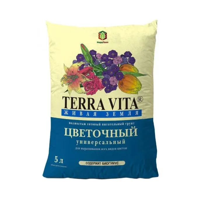 Грунт "Живая земля" цветочный 5 л TERRA VITA