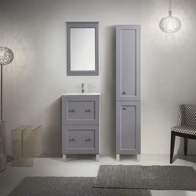 Тумба Болонья Н 50-02 железный серый мат.(30)с Умывальником встраиваемый керамич.Женева 50 белый 