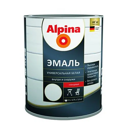 Эмаль алкидная Alpina Белая универсальная  шелковисто-матовая 750мл/0,945кг