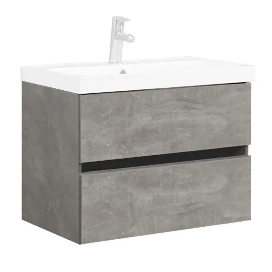 Тумба Париж НП 70-02 Бетон Чикаго светло-серый (31)с Умывальник Париж ПА 700 Белый (1)