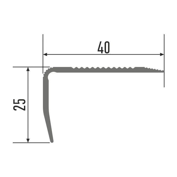 Профиль алюминиевый на ступени 664 -01Т СК  40ммх25мм 1,8м серебро