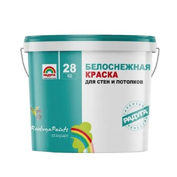 Краска "Радуга-28" для стен и потолков Белоснежная акриловая 2,5кг.