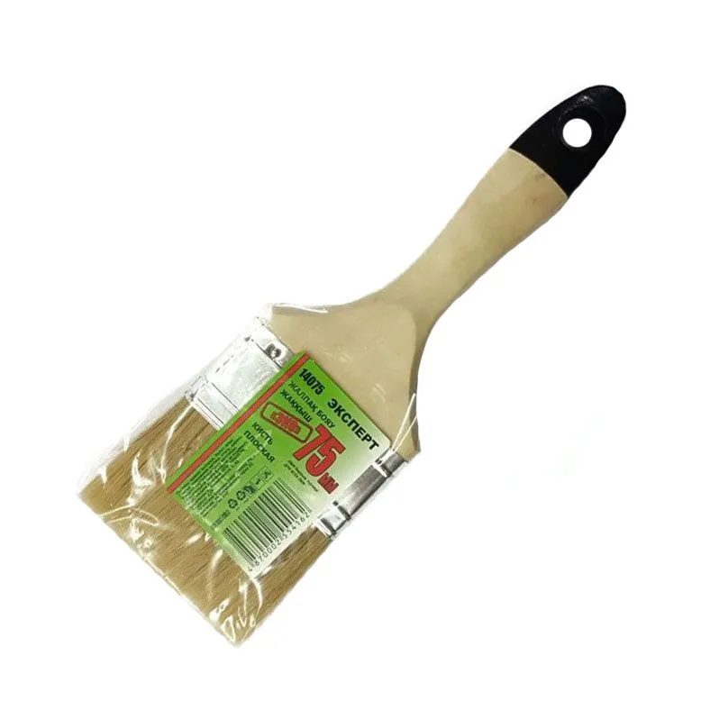 Кисть  плоская "ЭКСПЕРТ" ПРОФИ 12075 натуральная щетина,75мм