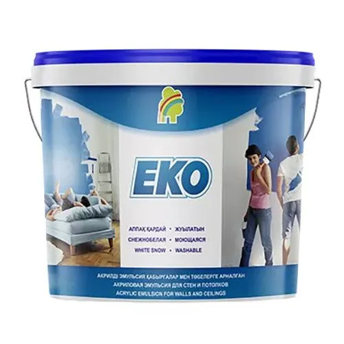 Краска "ЕКО" для стен и потолков, моющая акриловая(10л)  14 кг.