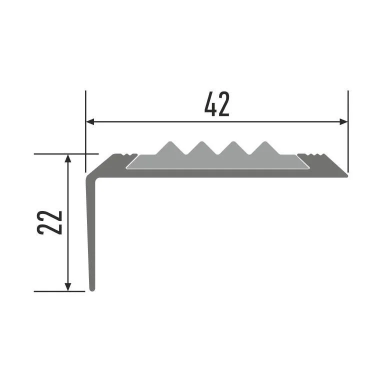 Порог алюм.  на ступени с резиновой вставкой 973-06K 42х22мм 0,9 м шампань