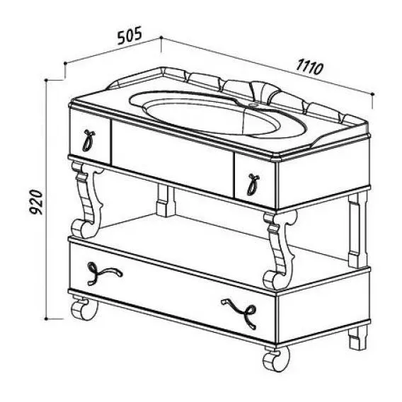 Тумба  Вена Н 105-02 слоновая кость (17) c Умывальником Клевер КЕ-1100 белый 