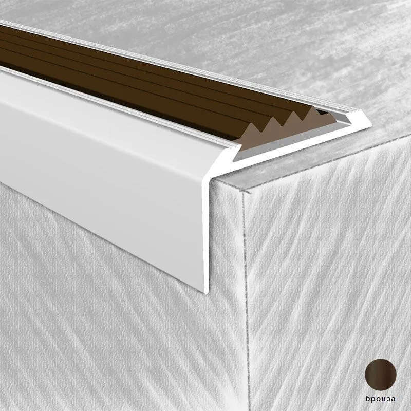 Порог алюм.  на ступени с резиновой вставкой 973-03К 42х22мм 0,9 м бронза