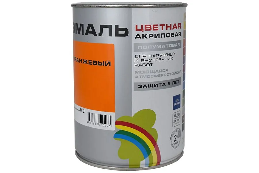 Эмаль Colors Радуга-220 акриловая цвет оранжевый 0,9 кг.