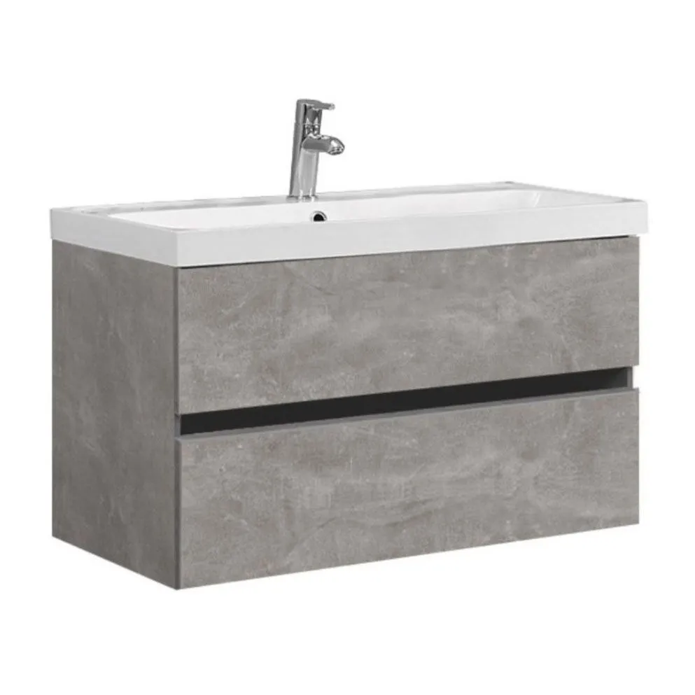 Тумба  Париж НП 90-02 Бетон Чикаго светло-серый (31)с Умывальником Париж ПА 900  Белый (1)