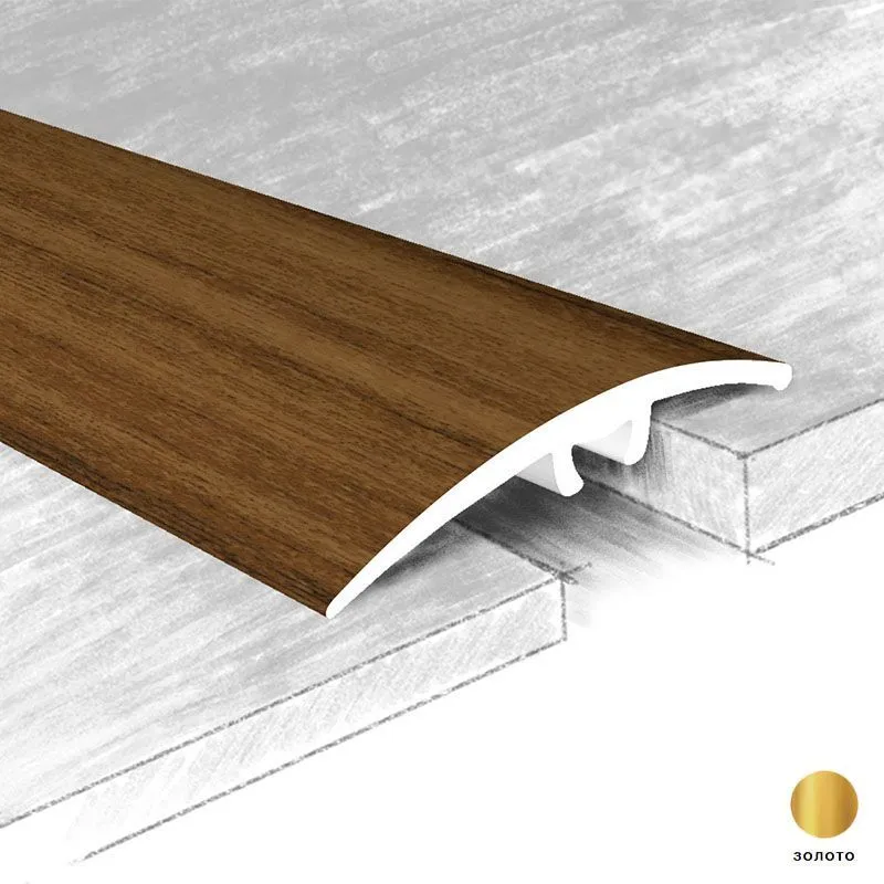 Профиль 033-02Т 41мм золото 1,8м   с потай.креплением с перепадом