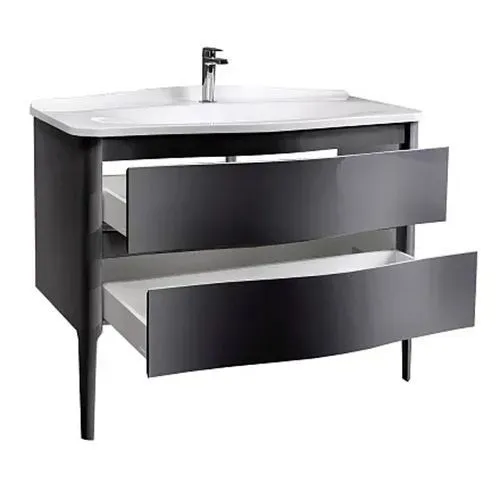 Тумба Анжело Н110-02 Черный глянцевай (16)c Умывальником Анжело Ан-1100 Белый