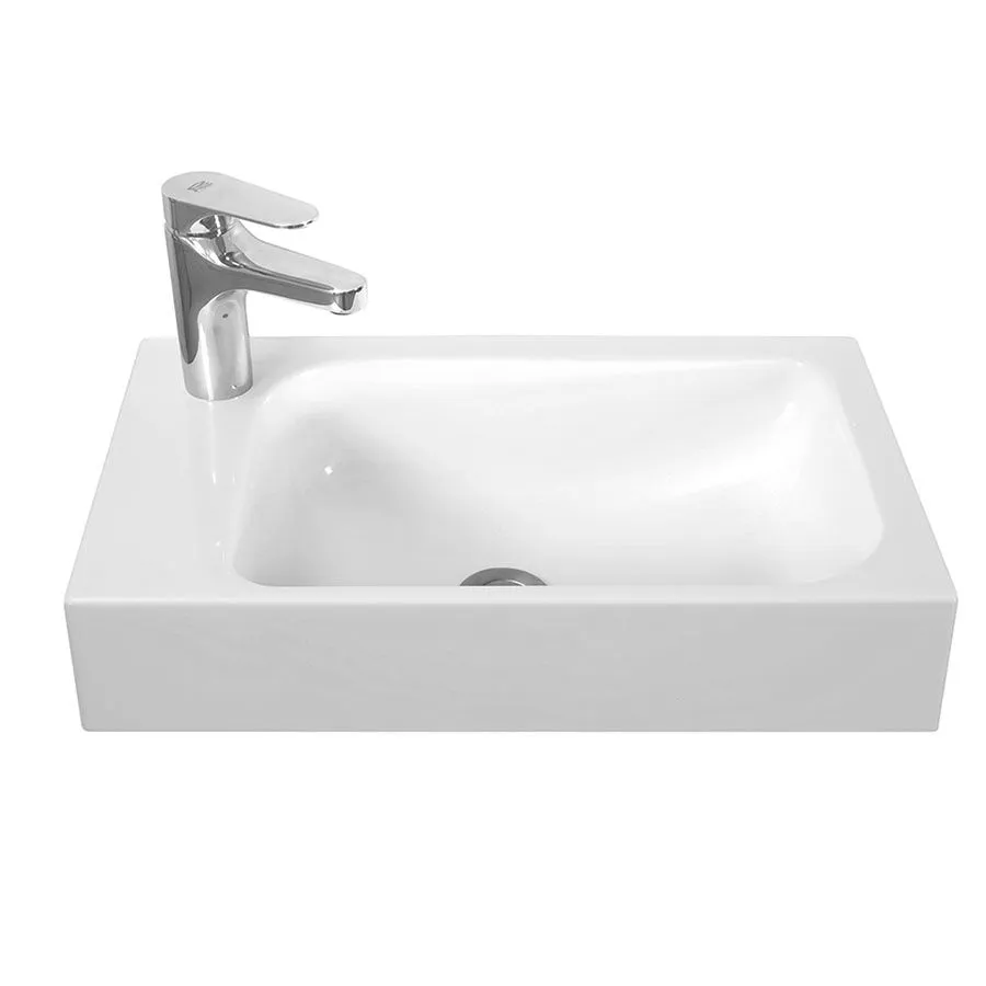 Тумба Темпо Н(На ножках) 50-01 Белый глянцевый (1)с Умывальником  Темпо Т-500 Белый Левый 