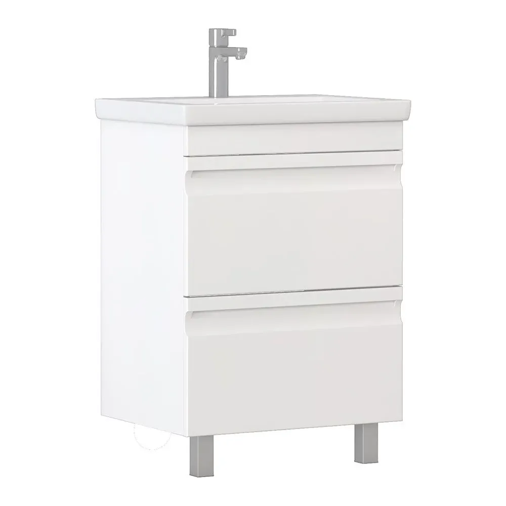 Тумба под раковину  Holly  600-0-2 с Раковиной COMO 60 Cersanit белая 