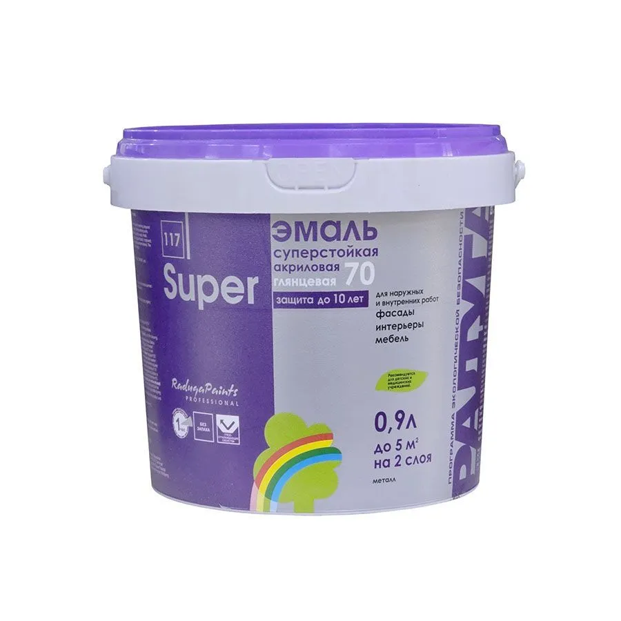 Эмаль Super универсальная Радуга-117,глянцевая акриловая 0,9л