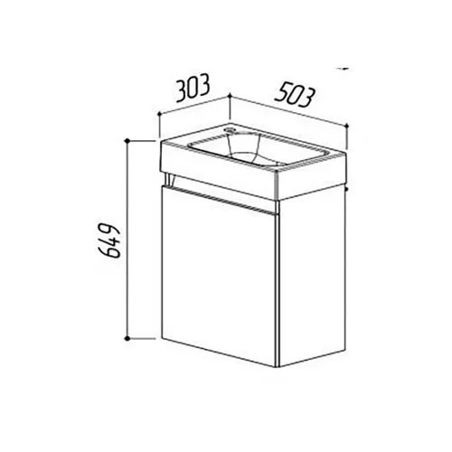 Тумба Темпо НП (Подвесная) 50 Белый глянецевый (1) с Умывальником  Темпо Т-500 Белый Левый 