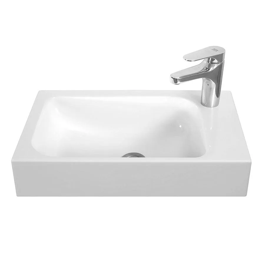 Тумба Темпо Н (На ножках) 50-01Белый глянцевый (1)c Умывальником  Темпо Т-500-01 Белый Правый 