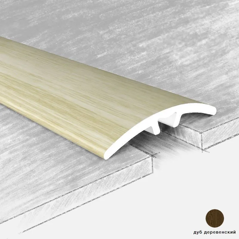 Порог алюм. 70-117К 30мм дуб дерев. 0,9м   с потайным креплением