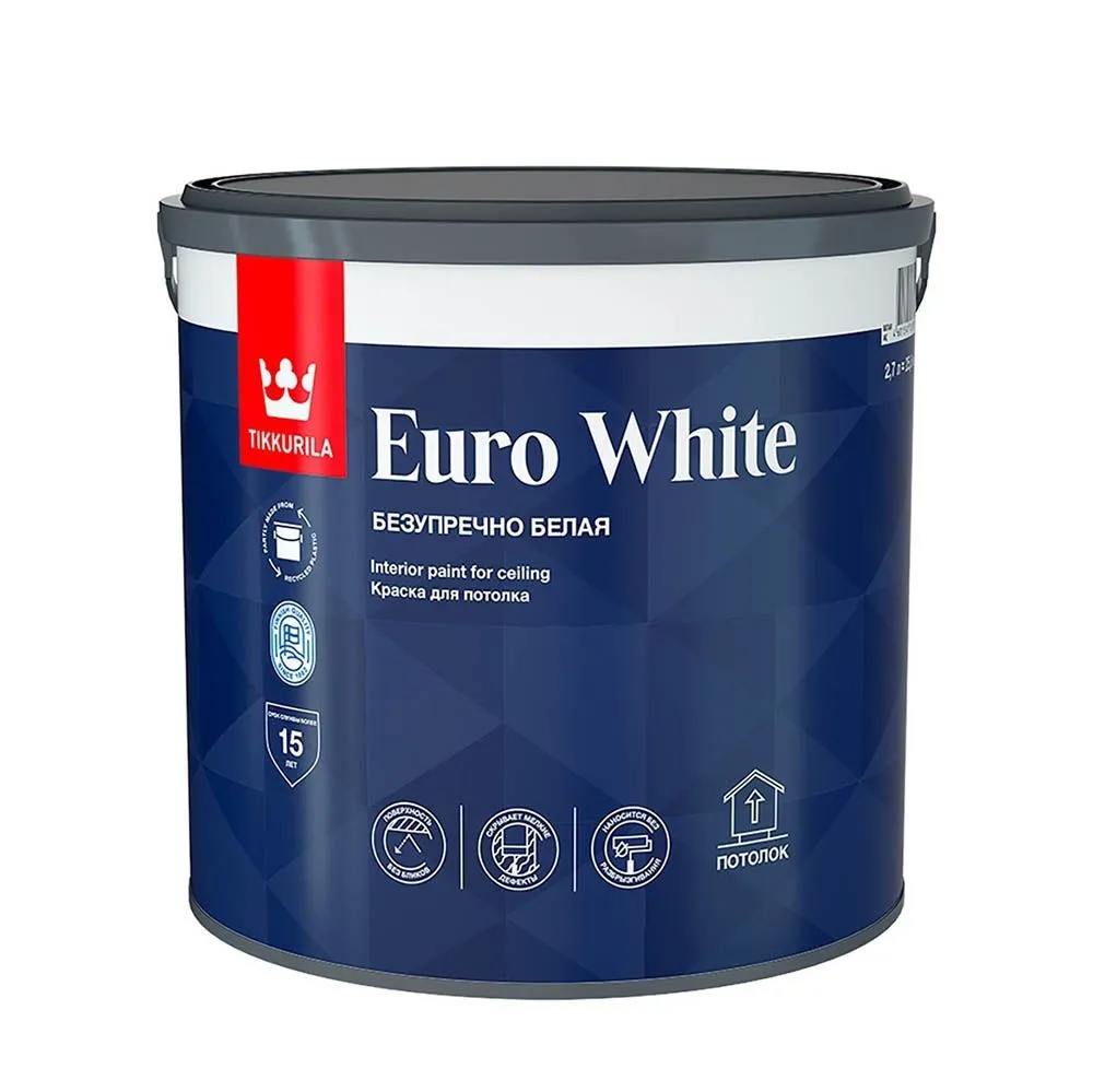 EURO WHITE 2.7л Краска для потолка белая глубокоматовая