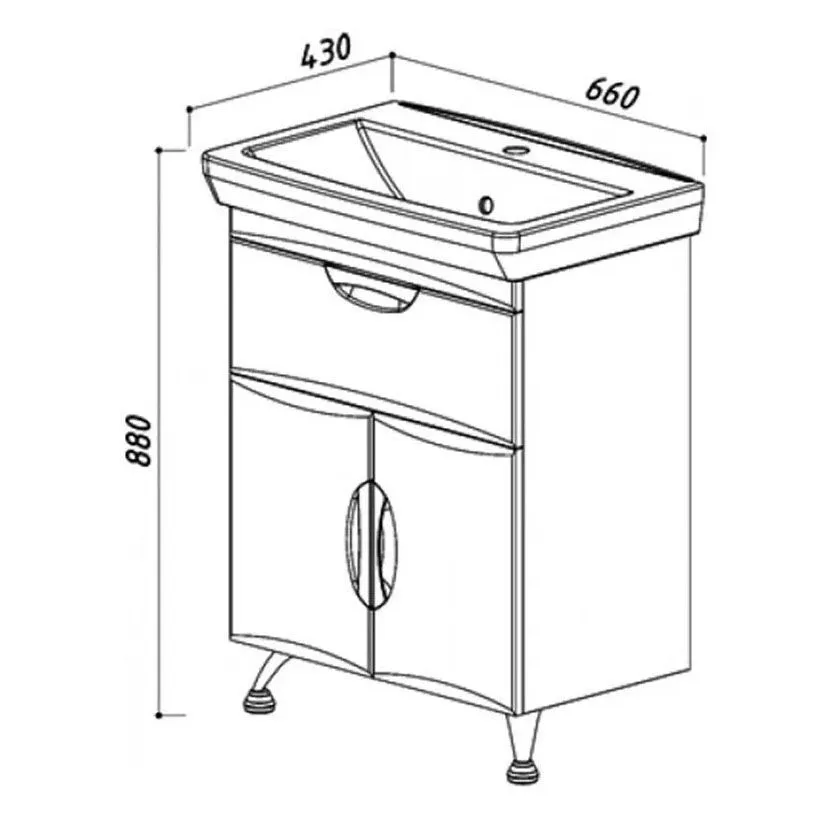 Тумба Венеция-Милан Н 65-01 Белый глянцев.(1) с Умывальником  Милан 65 с/о белый мебельный керамич.