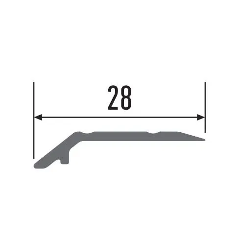 Порог алюм. 84-01К 28мм серебро 0,9м  с отрытым креплением с перепадом