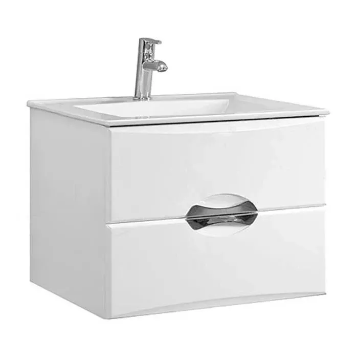 Тумба Терра-Бергамо Н 60-02 Белый глянец (1)с Умывальником встраив.керамич.Бергамо N 60 с/о белый