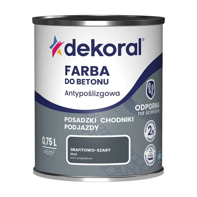 Dekoral Противоскользящая краска для бетонных полов графит.серая 0,75л