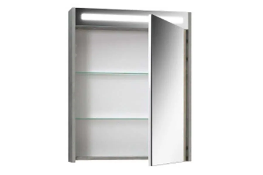 Шкаф навесной зеркальный Нёман ВШ 65 Бетон светлый (164)