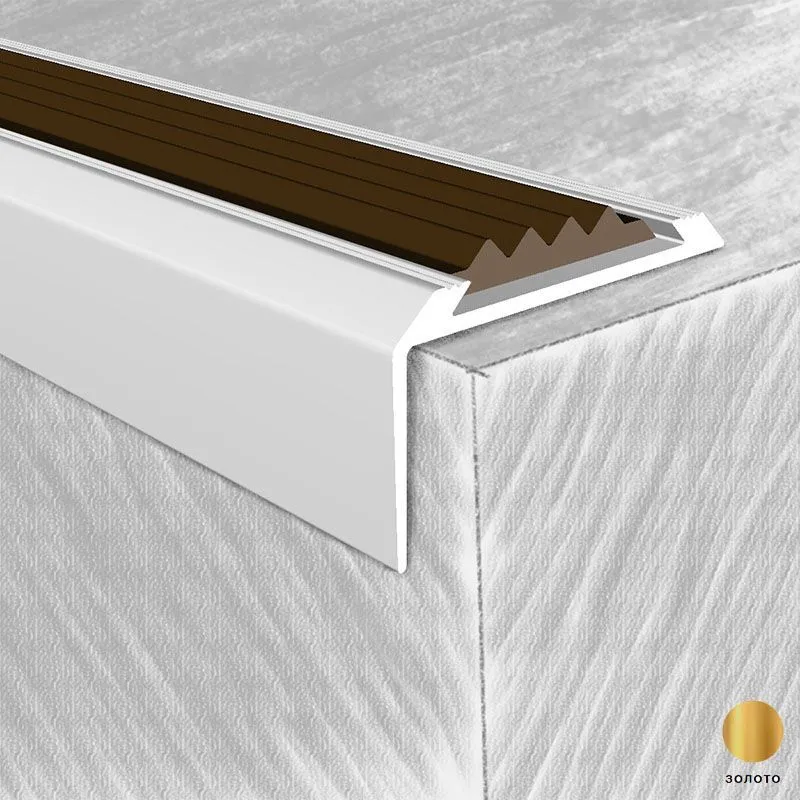 Порог алюм.  на ступени с резиновой вставкой  973-02Т 42х22мм 1,8 м золото