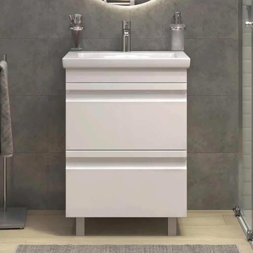 Тумба под раковину  Holly  600-0-2 с Раковиной COMO 60 Cersanit белая 